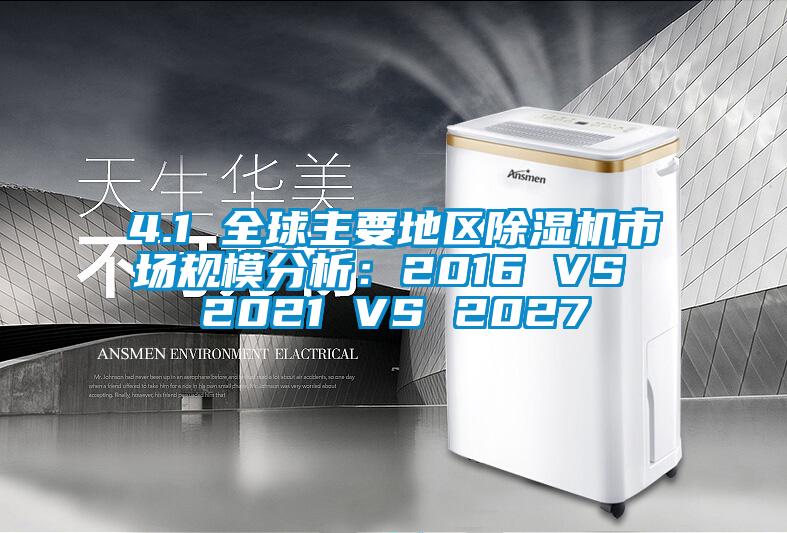 4.1 全球主要地區除濕機市場規模分析：2016 VS 2021 VS 2027